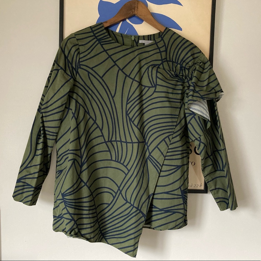 COS Printed Top with Asymmetrical Detail